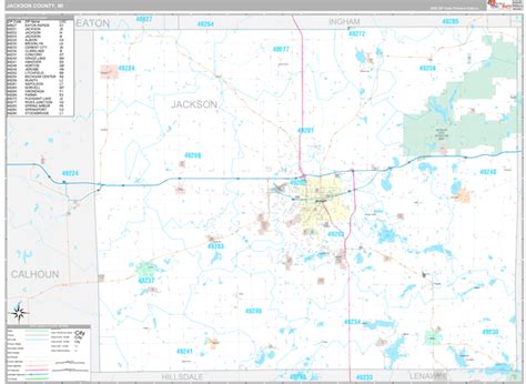 Jackson County, MI Wall Map Premium Style by MarketMAPS - MapSales