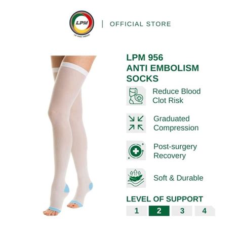 LPM Anti Embolism Sock 956AM Knee High TED Stocking 15-20 mmHg for Bedridden Support & Non ...