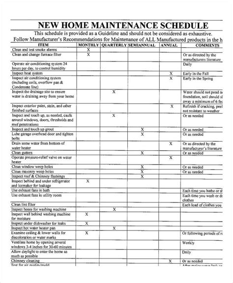 Home Maintenance Schedule Templates | 10+ Free Xlsx, Docs & PDF Formats ...