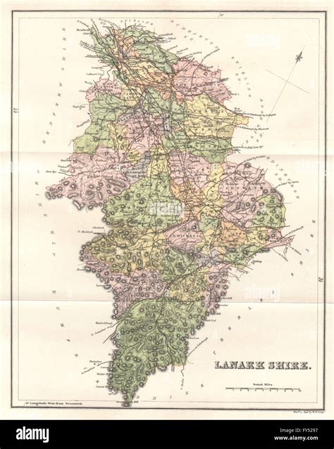 LANARKSHIRE: Antique county map. Parishes. Glasgow. Scotland. LIZARS Stock Photo, Royalty Free ...