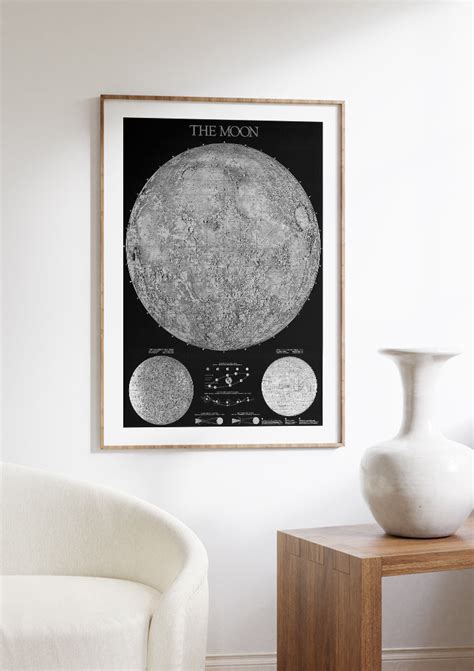 Detailed Map of the Moon and Moon Phases Poster | Astrology Wall Art ...