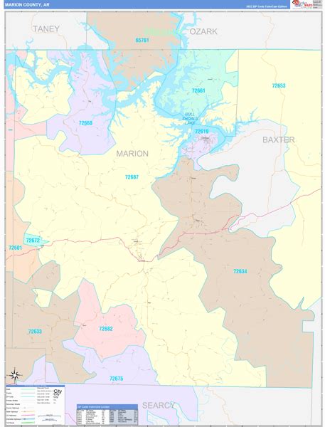 Marion County, AR Wall Map Color Cast Style by MarketMAPS - MapSales