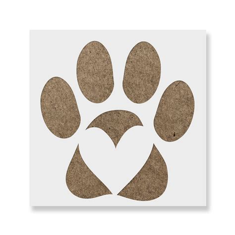 Paw Print With Heart Stencil