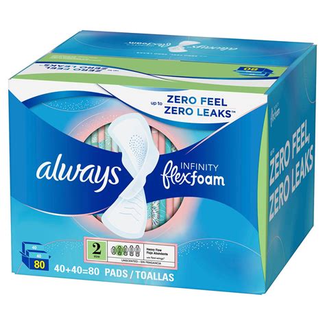 Always Infinity FlexFoam Pads, Size 2, Super Absorbency, Unscented (80 Count) - Walmart.com