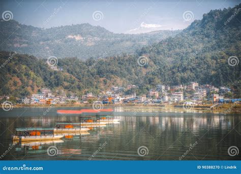 Phewa Lake stock photo. Image of orange, destination - 90388270