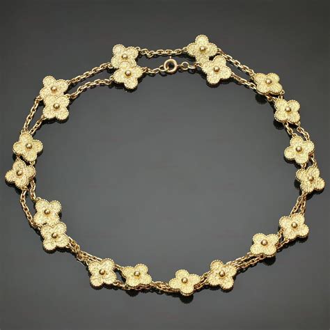 Van Cleef and Arpels Alhambra Gold 20 Motif Long Necklace at 1stDibs