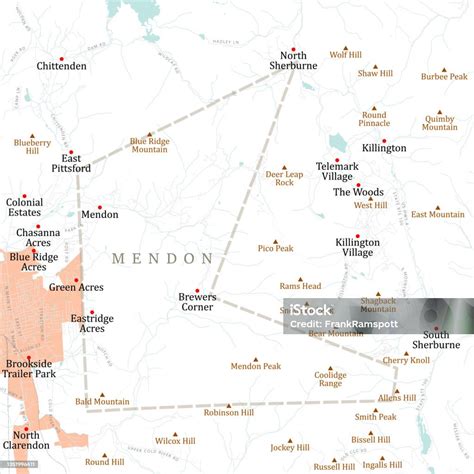 Vt Rutland Mendon Vector Road Map Stock Illustration - Download Image Now - Blue Ridge Mountains ...