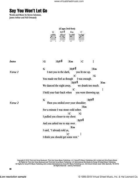 Say You Won't Let Go sheet music for guitar (chords) (PDF)