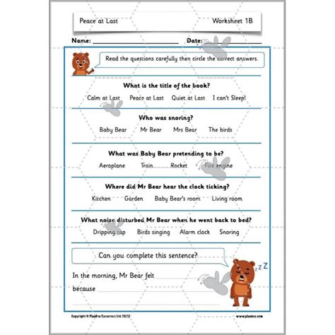 Peace at Last Activities KS1 Planning | Year 1 English lessons — PlanBee