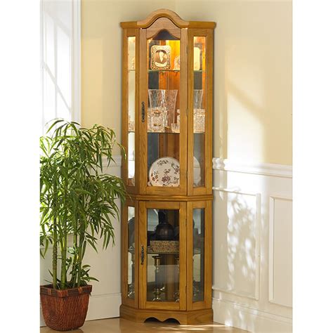 Shop Boston Loft Furnishings Golden Oak Corner China Cabinet at Lowes.com