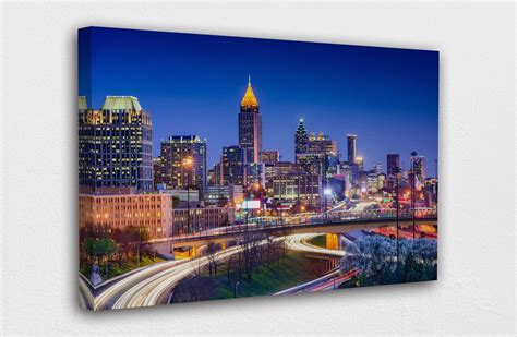 Atlanta City Skyline Canvas Design Poster Print Decor for Home & Office Decoration I POSTER or ...