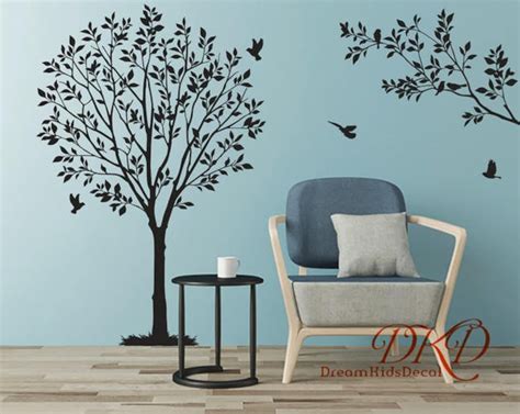 Tree Wall Decal, Living Room Wall Decals, White Tree Decal Wall ...