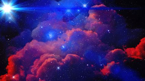 Illustration of clouds and stars, space, stars, clouds, flares HD ...