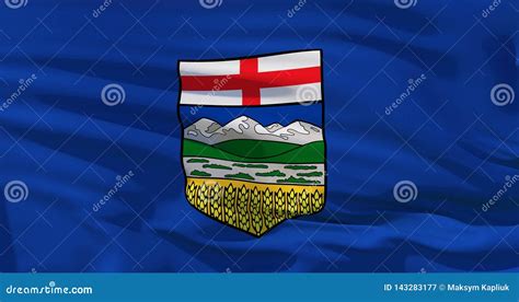 Alberta Flag. Waving Flag of Alberta Province, Canada. 3d Illustration ...