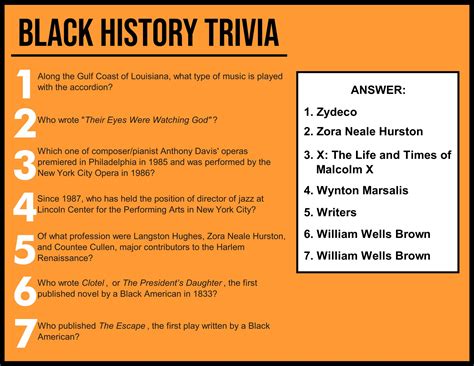 Black History Month Trivia Questions And Answers Printable - Printable Word Searches