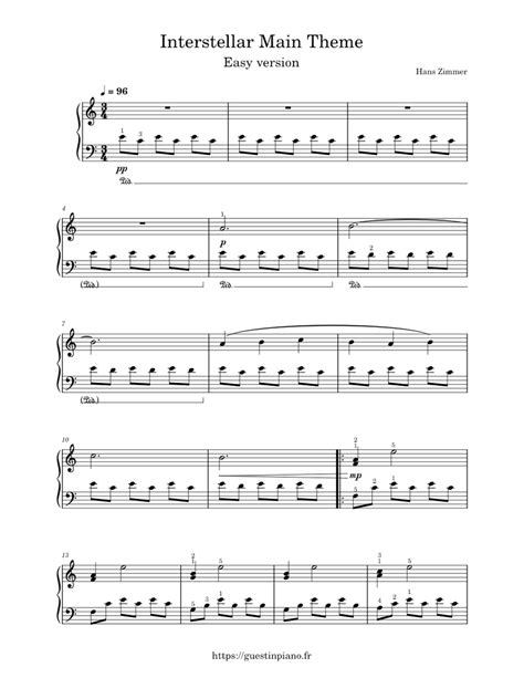 Interstellar Main Theme Sheet music for Piano | Download free in PDF or ...