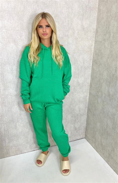 Oversized Hooded Tracksuit Green – Miss Runway