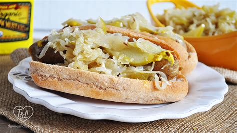 Vegan Apple + Sauerkraut Dogs - Thyme & Love