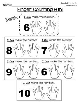 Finger Counting Worksheet by Katie Mueller | Teachers Pay Teachers