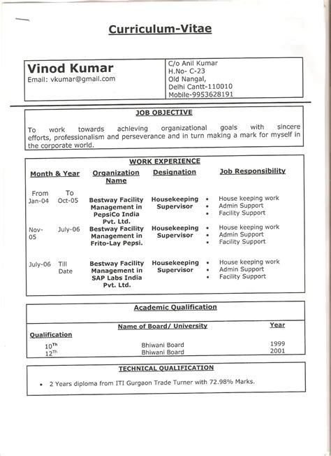 Sample Resume Format For Office Boy | Sample Resume