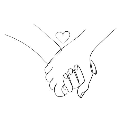 Premium Vector | Holding hands with heart Line drawing vector .Man and woman couple holding ...