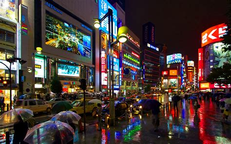 Japanese city rainy night street Wallpaper | 1920x1200 resolution wallpaper download | Best ...