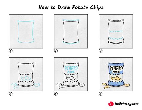 How to Draw Potato Chips - HelloArtsy