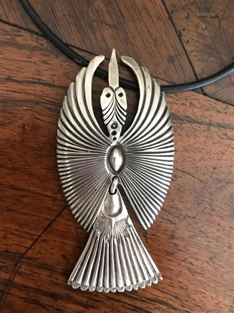 Silver Navajo Peyote Bird Pendant