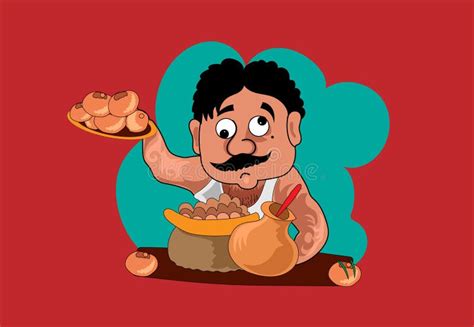 Man Selling Pani Puri Golgappa Vector Stock Vector - Illustration of ...