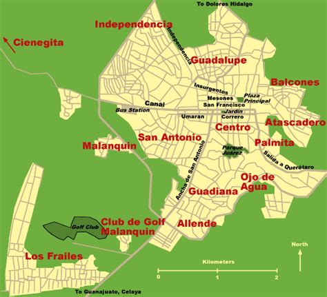 Map of San Miguel de Allende | San miguel de allende, Map, Mexico map