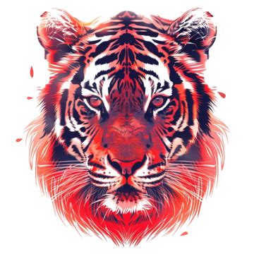 Neon Tiger Red Color Image Flat Style, Neon, Tiger, Wild PNG Transparent Image and Clipart for ...