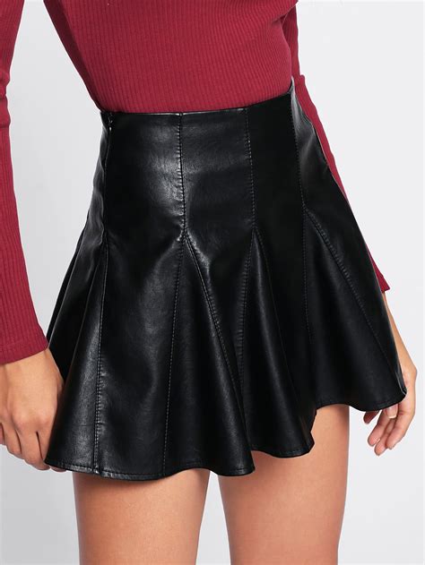 Faux leather flare skirt – Artofit