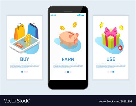 Earn rewards website and mobile app onboarding Vector Image