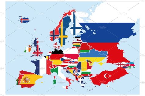 Europe Map With Flags - Map Of Farmland Cave