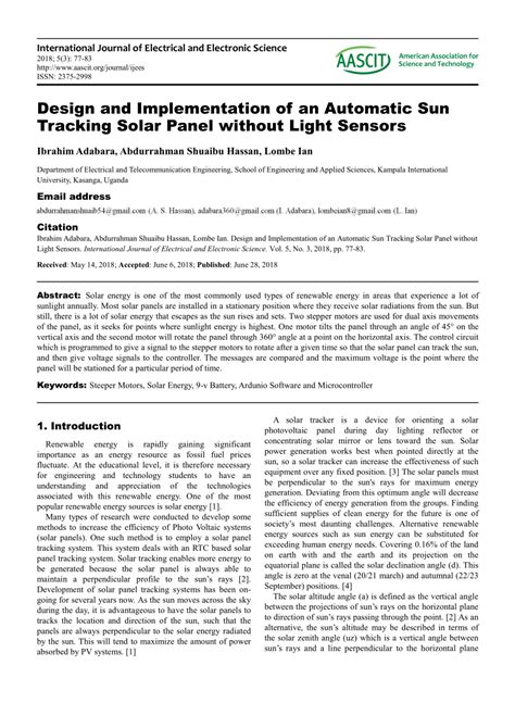 (PDF) Design and Implementation of an Automatic Sun Tracking Solar ...