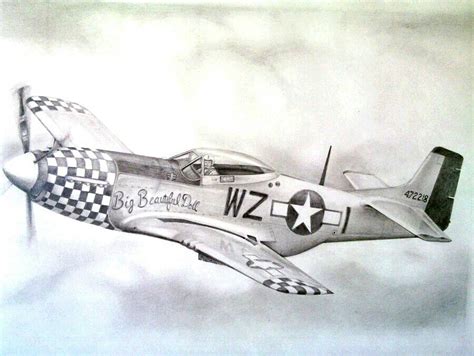 p-51 mustang pencil drawing | Mustang drawing, Wwii fighter planes, P51 ...