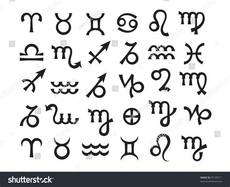 Astrological Signs Zodiac Astrology Symbols Set Stock Vector 70105711 ...