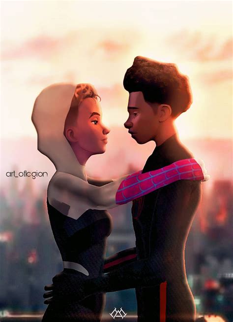 Gwen X Miles (Spiderman across the spider verse) by artoflegion56 on ...