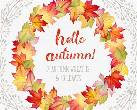 Fall Wreaths Clipart Fall Leaves Clipart Autumn Leaves - Etsy