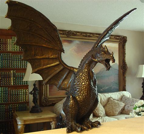 SM259 - Massive Bronze Sculpture Huge Winged Dragon