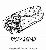 Hand Drawn Turkish Food Kebab Vector Stock Royalty Free 1302579358 sketch template