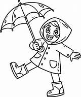 Spring Girl With Umbrella Isolated Coloring Page 15529353 Vector Art At  sketch template