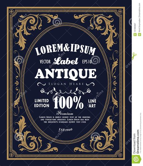 Vintage Frame Border Label Retro Hand Drawn Engraving Antique Stock Vector - Illustration of ...