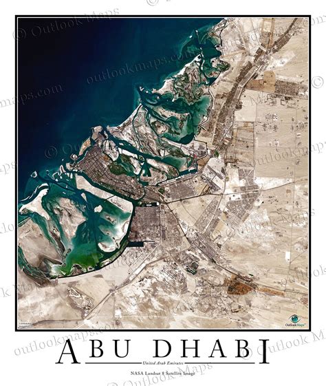 Abu Dhabi, UAE Satellite Map Print | Aerial Image Poster