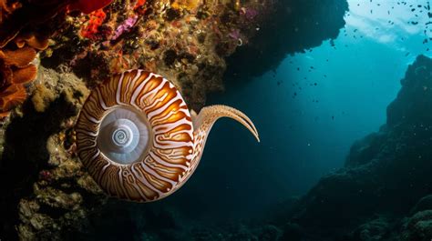 underwater photography, nautilus in natural habitat, deep sea creatures, marine biology, ancient ...