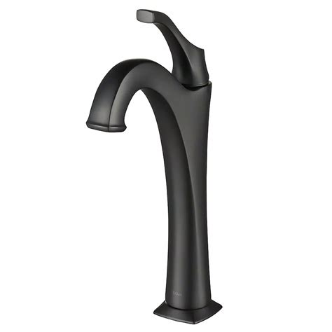 Kraus Arlo Matte Black Single Handle Vessel Bathroom Faucet with Pop Up ...