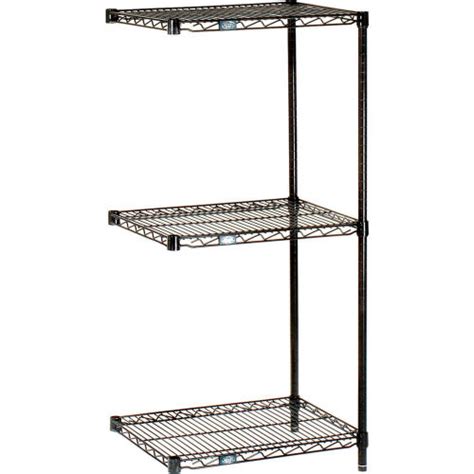 Nexel® Black Epoxy, 3 Tier, Wire Shelving Add-On Unit, 24"W x 18"D x 34"H