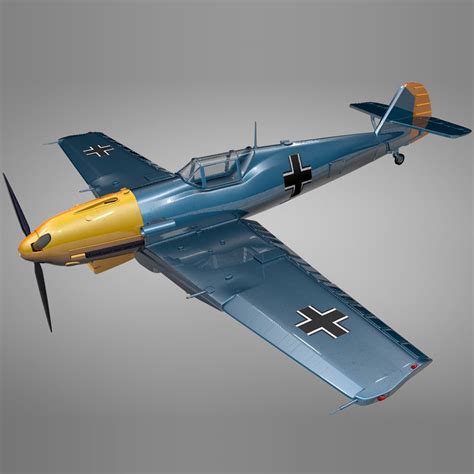 Messerschmitt BF 109 E_yellow_blue L056 3D Model $170 - .c4d .obj - Free3D