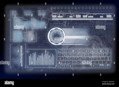 digital futuristic computer interface with lots of graphs and numbers ...