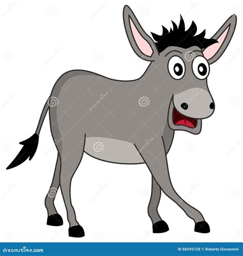 Cute Cartoon Gray Donkey Animal Stock Vector - Illustration of donkey, nature: 86595728